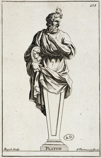 Grabado de una estatua de Platón de Unknown artist