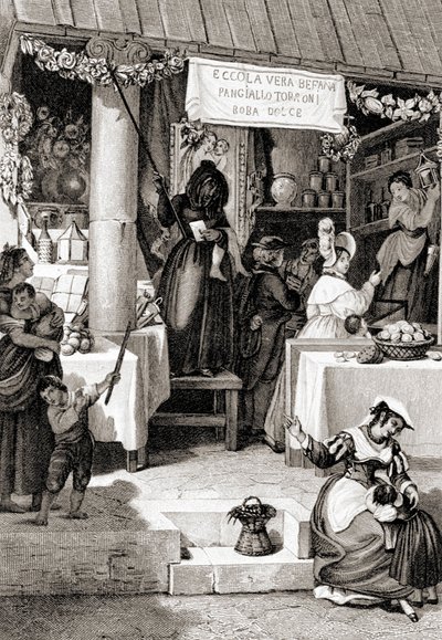 Grabado que representa la fiesta de la Befana de Unknown artist