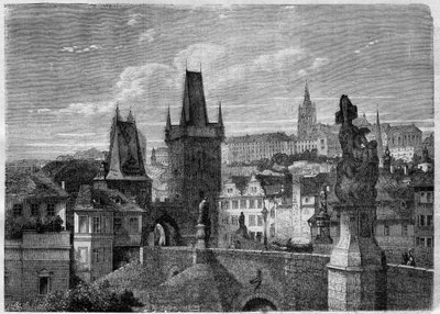 Entrada del Puente de Carlos en Praga - Grabado en "Le Journal Illustré" de Unknown artist