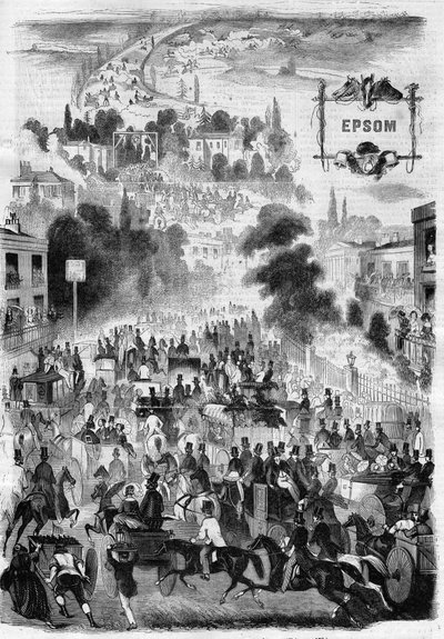 Carreras de caballos de Epsom en Inglaterra - Grabado en "Le Journal Illustré" de Unknown artist