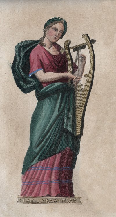 Erato, musa de la canción y la poesía - grabado de 
