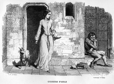 Esmeralda se encuentra con Quasimodo - en Notre Dame de París. de Unknown artist