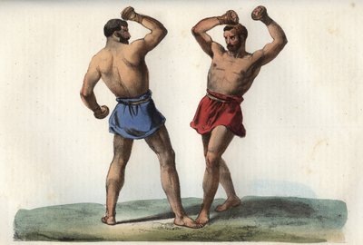 Boxeadores etruscos - grabado de “Usi e Costumi di Tutti i Popoli dell