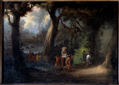 Evangelización: Misioneros en Sudamérica llevados por los indígenas de Unknown artist