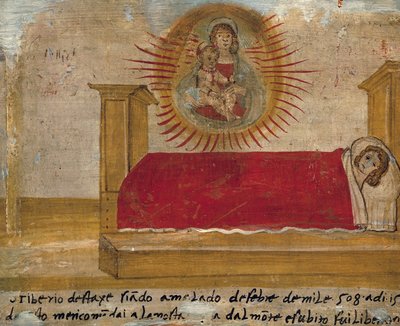 Exvoto que representa a la Virgen y el Niño con un paciente en la cama, Abadía de Santa Maria del Monte, Cesena de Unknown artist