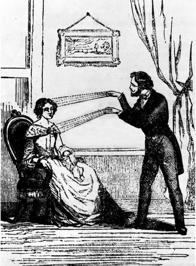 Experiencia de hipnosis. Grabado de 1890 de Unknown artist