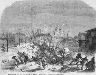 Explosión de tuberías de gas del puente de Austerlitz, París, 25 de enero de Unknown artist