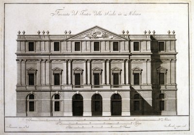 Fachada del teatro alla Scala en Milán. de Unknown artist