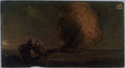 Aerostato en caída, hacia 1860 (óleo sobre madera) de Unknown artist