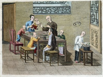 Comida familiar en China en el siglo XIX de Unknown artist