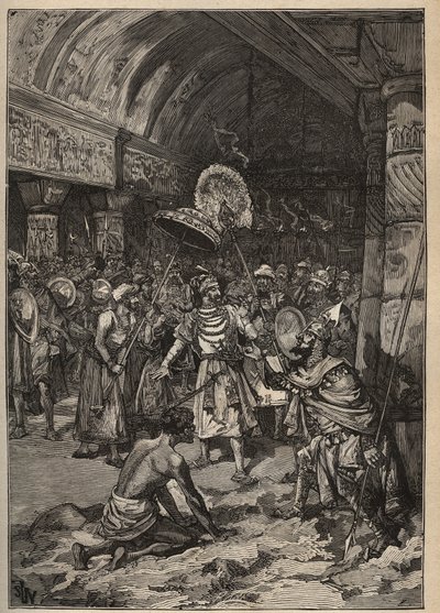 Diamantes famosos: el maharajá de Lahore, Ranjit Singh (1780-1839), toma el diamante Koh-i Nor (Koh i Nor, Kuh-e Nur, Kuh e Nur, Koh-i-noor, Koh i Noor). Grabado de 1885 en "Les arts et metiers illustres" por Adolphe BITARD de Unknown artist