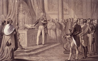 Fernando I de Borbón o Fernando IV (1751 - 1825), Rey de Nápoles, inauguró la constitución de 1820 - en “Storia d