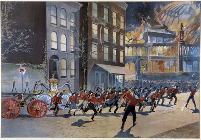 Incendio y bomberos en Nueva York de Unknown artist