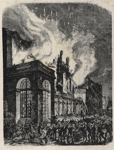 Incendio de la Ópera de la rue Lepelletier (Le Peletier) en París el 28 de octubre de Unknown artist