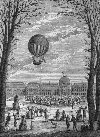 Primer viaje aéreo en un aerostato de gas hidrógeno por Charles y Robert, 1 de diciembre de Unknown artist
