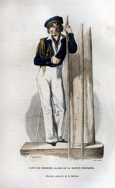 Estudiante de primera clase de la marina francesa. En “Histoire générale de la marine” bajo la dirección de Mr. Van Tenac de Unknown artist