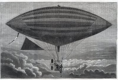 Primer aerostato eléctrico con hélice, experimentado por Albert (1839-1906) y Gaston Tissandier (Tissendier) (1843-1899) científico francés, editor de la revista “La Nature” el lunes 8 de octubre de Unknown artist