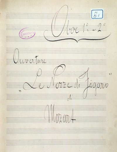 Primera página de partitura para oboe de Le nozze di Figaro, ópera por Mozart (siglo XIX) de Unknown artist