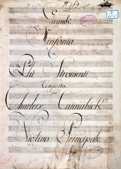 Primera página de la partitura de la Gran Sinfonía (Op. 8) por Carl August Cannabich de Unknown artist