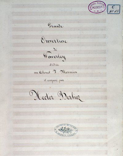 Primera página de la partitura de Waverley opus 1, obertura, por Hector Berlioz de Unknown artist