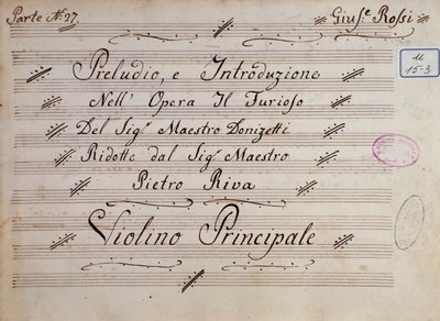 Primera página de la partitura para violín, Il furioso all