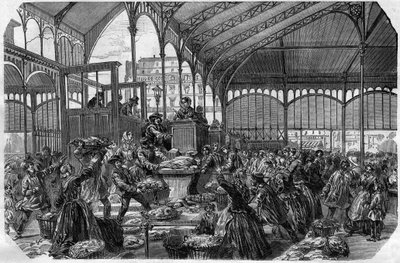 Mercado de pescado - Mercado mayorista de pescado en París en 1870 de Unknown artist