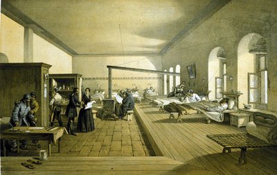 Florence Nightingale (1820 - 1910) en un hospital en Scutari en Turquía alrededor de 1855 de Unknown artist