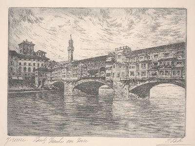 Florencia, Ponte Vecchio con torre de Unknown artist