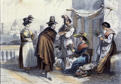 Florista en Florencia. Litografía alrededor de 1820 de Unknown artist
