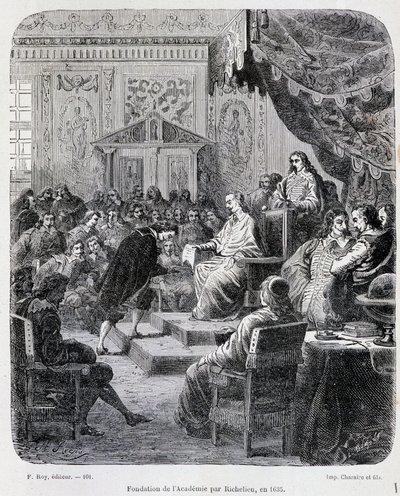 Fundación de la Academia Francesa por Richelieu de Unknown artist