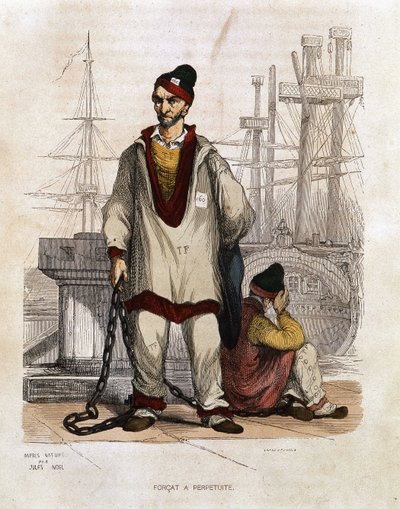 Forzado a peritaje - en "Les Bagnes: histoire, types, moeurs, mystère" por Maurice Alhoy, ed. Gustave Havard, París de Unknown artist