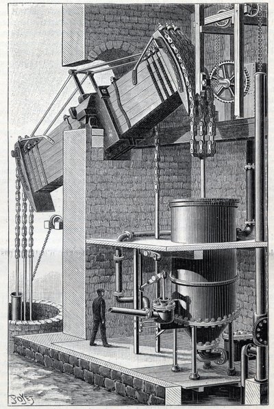 Antigua máquina de vapor de Thomas Newcomen actualmente operando cerca de Bristol en Inglaterra. de Unknown artist