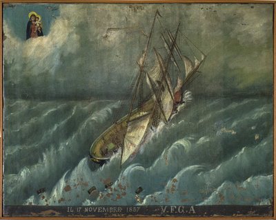 Exvoto marinero, ofrenda popular como muestra de devoción y gratitud del marinero que sobrevive a los peligros del mar, proveniente de la Iglesia de Carmine, Torre del Greco, cerca de Nápoles de Unknown artist
