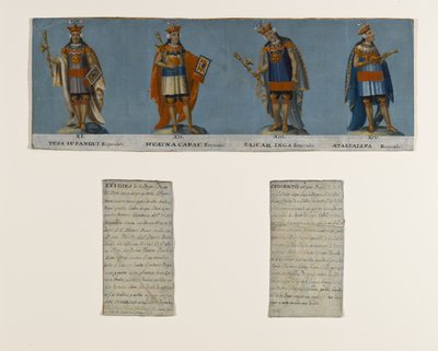 Cuatro reyes incas: Tupac Yupanqui, Huayna Capac, Huascar Inca, Atahuallpa, principios del siglo XIX de Unknown