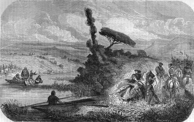 Francisco I intercambiado por sus dos hijos rehenes en Bidassoa 17/03/1526. En “Histoire populaire de France”, sd. circa 1885. Grabado. de Unknown artist