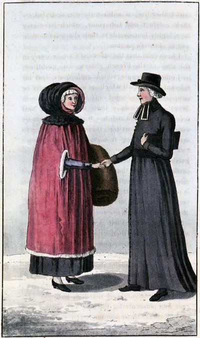 Dama canadiense francesa, joven francesa canadiense; en "Viajes por Canadá y los Estados Unidos de América del Norte 1806-1808", por John Lambert, ed. Londres de Unknown artist