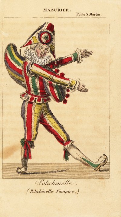 Charles-Francois Mazurier como Polichinello en Polichinelle Vampire de Unknown artist