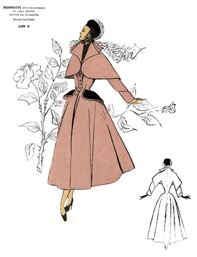 Moda francesa, diseño de abrigos Redingote. de Unknown artist