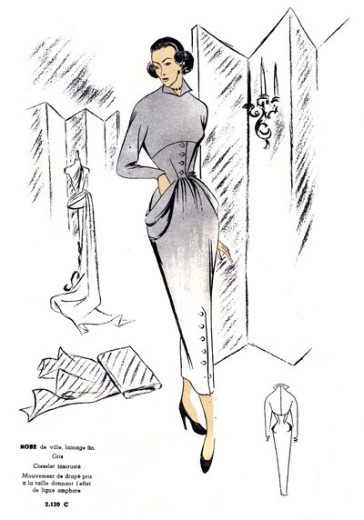 Moda francesa, diseño de trajes de ciudad de lana. de Unknown artist