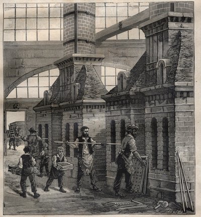 Industrias francesas: la fabricación de botones de porcelana - Grabado en “La Ciencia francesa” de Unknown artist