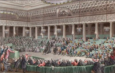 Revolución francesa - La Asamblea Nacional renuncia a todos los privilegios, 4 de agosto de 1789, grabado por Helman de Unknown artist