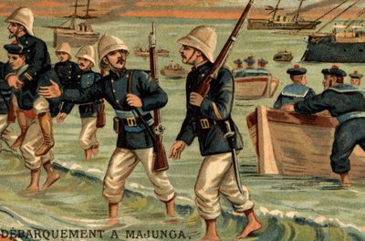 Tropas francesas desembarcaron en Majunga en Madagascar en 1895 de Unknown artist