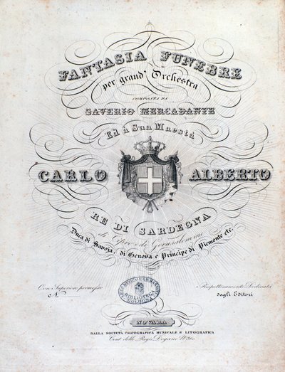 Frontispicio para Fantasia funebre, obra orquestal de Mercadante de Unknown artist