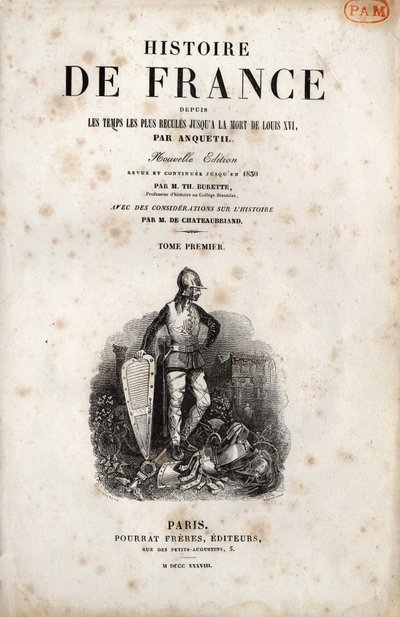 Frontispicio de “Historia de Francia” de Anquetil. 1838. de Unknown artist