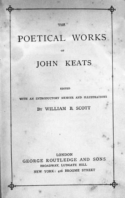 Frontispicio de “Obras Poéticas” del poeta John Keats (1795-1821) Siglo XIX de Unknown artist