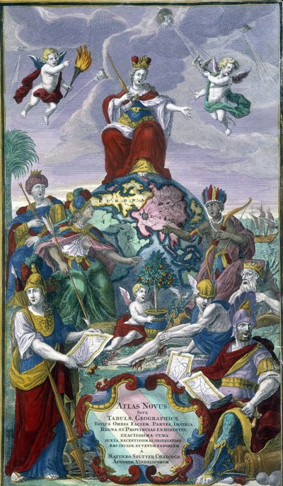 Frontispicio del "Atlas Nuevo" por Seutter Georges Mattaus de Unknown artist
