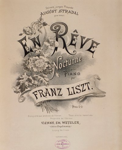Frontispicio de la partitura “En rêve” de Franz Liszt (1811-1886) Siglo XIX. Bolonia, museo cívico musical de Unknown artist