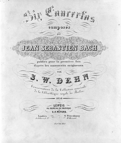 Frontispicio de la partitura de los seis conciertos de Johann Sebastian Bach de Unknown artist