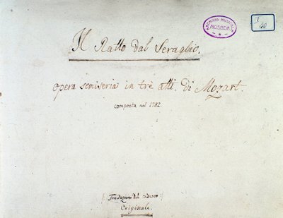 Frontispicio de Die Entführung aus dem Serail, ópera de Mozart, versión de Lichtenthal (1838) de Unknown artist