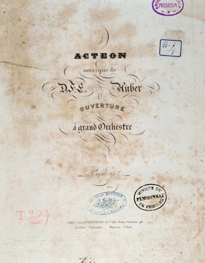 Frontispicio de "Acteon" ópera cómica inglesa de Daniel Francois Esprit Auber de Unknown artist